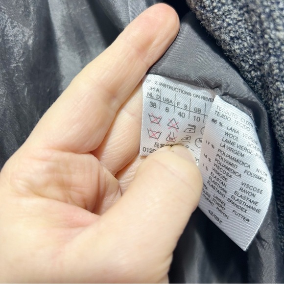 Max Mara Wool Blazer Tweed Boucle Gray Size Medium Made in Italy 3 Buttons - Picture 12 of 15